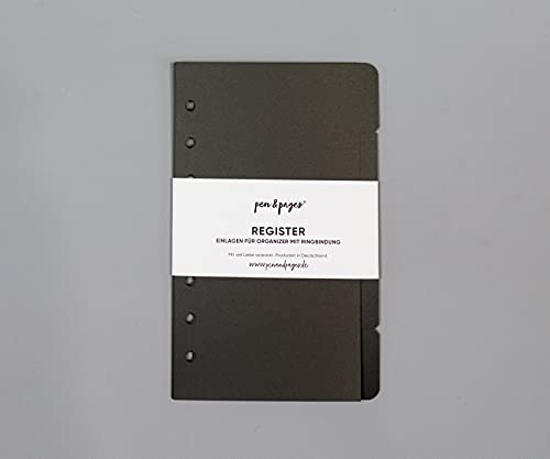 pen & pages® Register Trennblätter für Ringplaner - Personal - 6 Löcher - Divider, Personal A6 Organizer, 9,5 x 17,1 cm (schwarz) von pen & pages