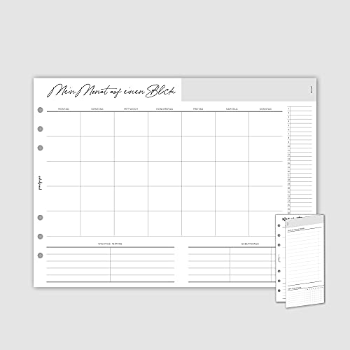 pen & pages® undatierte Monatsübersicht zum Ausklappen - Din A5-6 Löcher - Kalender A5 Organizer, Foldout, Aufgaben, Ziele, ToDo, Habit Tracker, Gewohnheiten, 14,8 x 21 cm von pen & pages