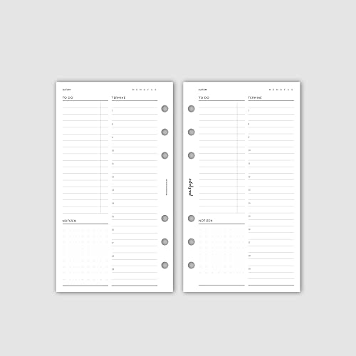 pen & pages® undatierter Kalender - Tagesplan - Personal - 6 Löcher - Daily Schedule Zeitplan Personal A6 Organizer, 1 Tag auf 1 Seite, 9,5 x 17,1 cm von pen & pages