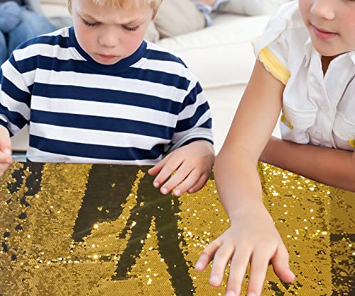 penepico Sensorischer Wand-Pailletten-Flip-Stoff für Kinder, Zweifarbiger Pailletten-Paillettenstoff, taktiler sensorischer Spielstoff für autistische Kinder (Gold+schwarz, 0.5yard(45cm*125cm)) von penepico