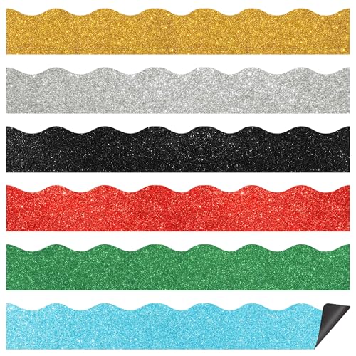 Bunte magnetische Pinnwand-Bordüre, Glitzer, Klassenzimmer, Dekoration, bunt, gewellt, magnetische Bordüre, Zierstreifen für Schule, Klassenzimmer, Büro, Whiteboard, Tafel, Dekoration, 24 Stück Bunte magnetische Pinnwand-Bordüre, Glitzer, Klassenzimmer, Dekoration, bunt, gewellt, magnetische Bordüre, Zierstreifen für Schule, Klassenzimmer, Büro, Whiteboard, Tafel, Dekoration, 24 Stück von peony man