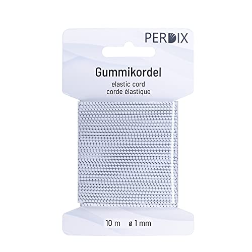 perdix Gummischnur, Gummikordel 1 mm, 10 m schwarz - weiß, Gummiband, für Zelt, Rucksack, Garten, Schmuck, Kordel, Hutgummi, Gummiband von perdix