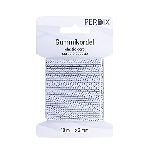 perdix Gummischnur, Gummikordel 2 mm, 10 m schwarz - weiß, Gummiband, für Zelt, Rucksack, Garten, Schmuck, Kordel, Hutgummi, Gummiband von perdix