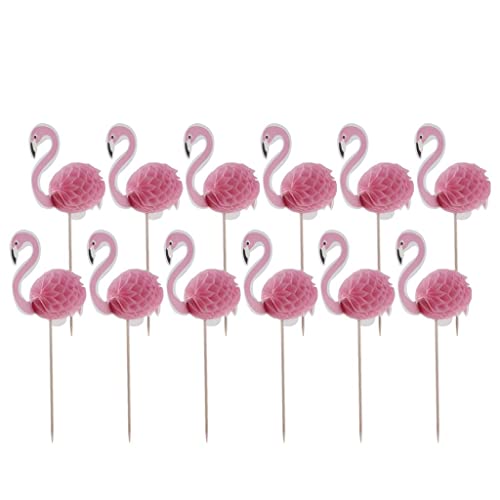 Perfeclan 12pcs Flamingo Kuchendeckel Kuchenstecker Cupcake Topper Tortenaufsatz Muffin Picker Party von Perfeclan