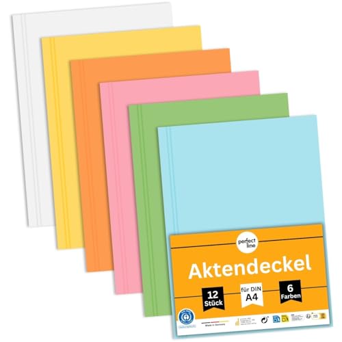 perfect line - 12 Aktendeckel DIN A4 - stabile Papp-Hefter aus Recyclingkarton, 250g/m², 6 Farben - umweltfreundlich, Blauer Engel zertifiziert, Made in Germany perfect line - 12 Aktendeckel DIN A4 - stabile Papp-Hefter aus Recyclingkarton, 250g/m², 6 Farben - umweltfreundlich, Blauer Engel zertifiziert, Made in Germany von perfect line