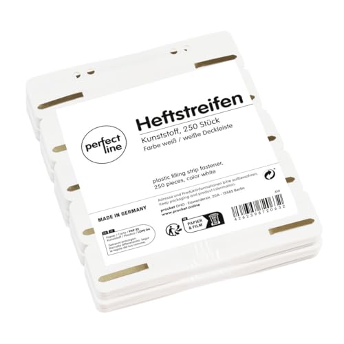 perfect line 250 Heftstreifen, Weiß, recycelbarer Kunststoff, MADE IN GERMANY (1 x 250 Stk.) von perfect line