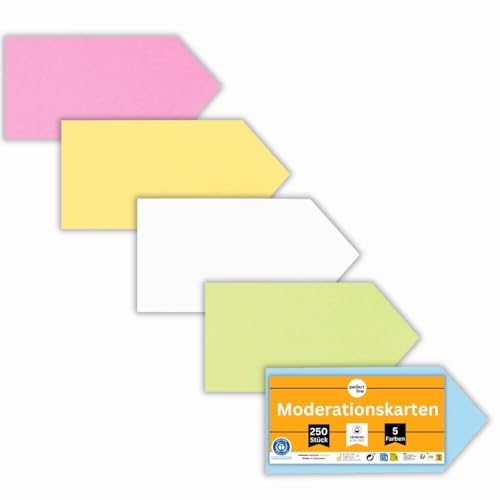 perfect line - 250 Moderationskarten, Pfeil-Form, Pastell-Farben, Recycling-Karton 24 x 10,5 cm, Premium Qualität, Extra-Stark, Made in Germany, Blauer Engel zertifiziert perfect line - 250 Moderationskarten, Pfeil-Form, Pastell-Farben, Recycling-Karton 24 x 10,5 cm, Premium Qualität, Extra-Stark, Made in Germany, Blauer Engel zertifiziert von perfect line