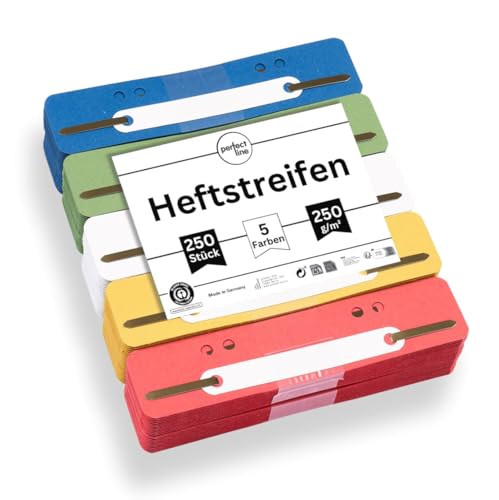 perfect line - 250 Heftstreifen Pappe, Aktendulli aus recycling Karton, 5 Farben, Abheftstreifen - made in Germany, Heftlaschen Blauer Engel zertifiziert perfect line - 250 Heftstreifen Pappe, Aktendulli aus recycling Karton, 5 Farben, Abheftstreifen - made in Germany, Heftlaschen Blauer Engel zertifiziert von perfect line