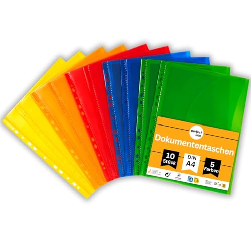perfect line - 10 Dokumententaschen DIN-A4, 5 Farben, Sammelmappe mit Klettverschluss, stabile Dokumentenmappe perfect line - 10 Dokumententaschen DIN-A4, 5 Farben, Sammelmappe mit Klettverschluss, stabile Dokumentenmappe von perfect line