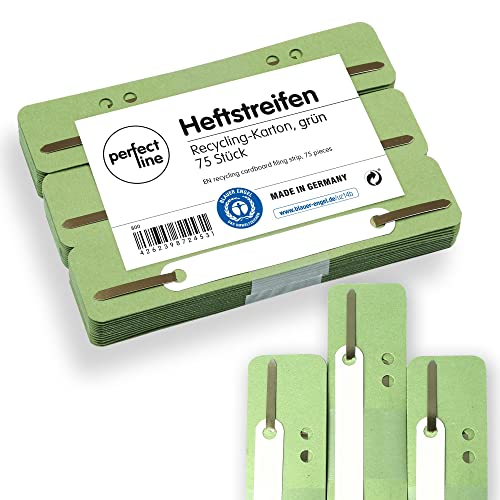 perfect line • 75 Heftstreifen Pappe, recycling Karton, 250 g/m², MADE IN GERMANY (Grün) von perfect line