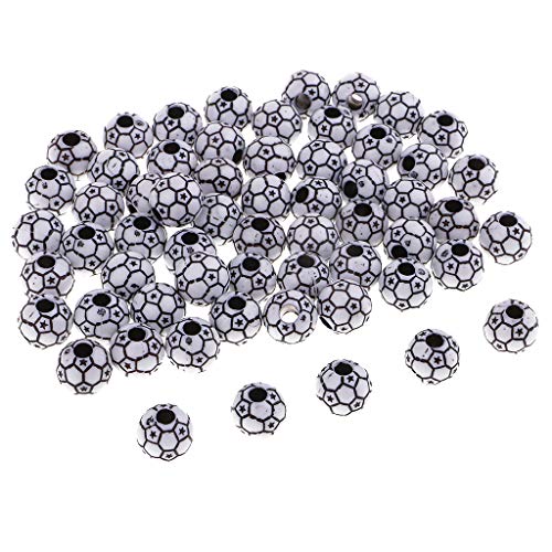 60 Stück gemischte Farbe Perlen Lose Perle Fußball Schmuck Machen - Schwarz-Weiss von perfk