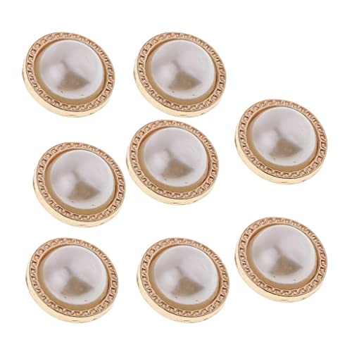 8 Stück Halbrunde Perlen Knöpfe Perlenkappen mit Öse für Nähen, Scrapbooking, Crafting oder dekorative, Durchmesser: 1,6cm - Gold von perfk