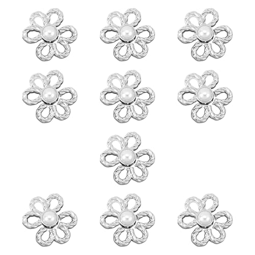 perfk 10 pcs Blumenjeans Knöpfe Jeans Straffung Taillenschnallen DIY Compact Vielseitige Nähdekoration Taille Straffheit für Hosenröcke, Silber von perfk