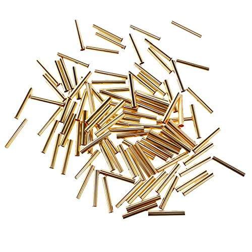 perfk 100er Set Metallperlen Röhrchen Perlen Basteln Schmuckherstellung - Gold von perfk