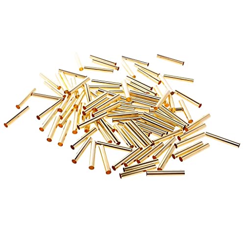 perfk 100er Set Metallperlen Röhrchen Perlen Basteln Schmuckherstellung, Gold, 30mm von perfk