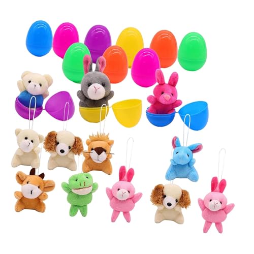 perfk 12 pcs Ostereier gefüllt mit Mini Tier Plüschspielzeug gefüllt Tier Schlüsselanhänger Kids Ostereiendfüller für Goodie -Bag -Füllstoffe perfk 12 pcs Ostereier gefüllt mit Mini Tier Plüschspielzeug gefüllt Tier Schlüsselanhänger Kids Ostereiendfüller für Goodie -Bag -Füllstoffe von perfk