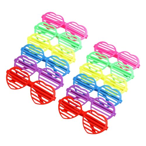 perfk 12 x Shutter Shade-Brillen, Brillen, verschiedene Farben, Sonnenbrillen, Valentinstagsbrillen für Kinder, als Requisiten, Abschlussball, herzförmig von perfk