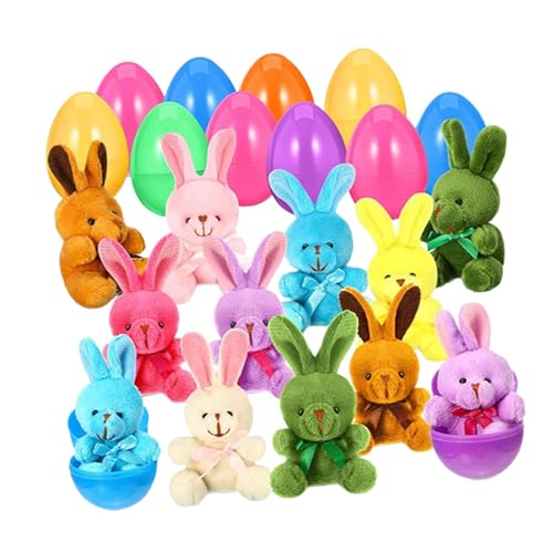 perfk 12pcs vorgefüllte Ostereier mit Plüsch -Hasenspielzeug, Stofftiere Kaninchen, Ostereier gefüllt mit Hasenpuppen für Kinder perfk 12pcs vorgefüllte Ostereier mit Plüsch -Hasenspielzeug, Stofftiere Kaninchen, Ostereier gefüllt mit Hasenpuppen für Kinder von perfk