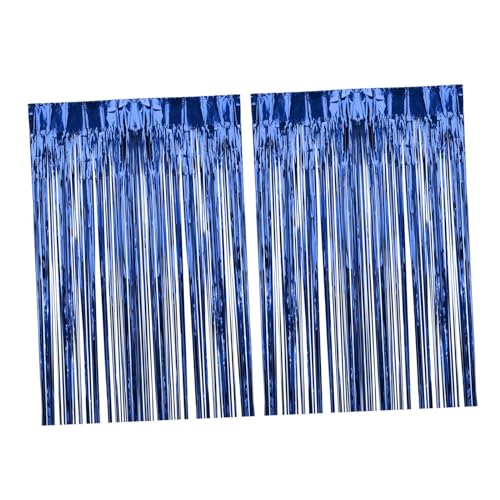 perfk 2X Folienfransenvorhänge Folienfransen Glitzervorhänge Dekoration Vielseitige Streamer Hintergrundvorhänge für Jubiläumsfeier, Blau von perfk