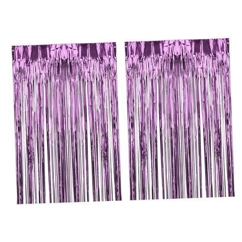 perfk 2X Folienfransenvorhänge Folienfransen Glitzervorhänge Dekoration Vielseitige Streamer Hintergrundvorhänge für Jubiläumsfeier, Hell-Pink von perfk