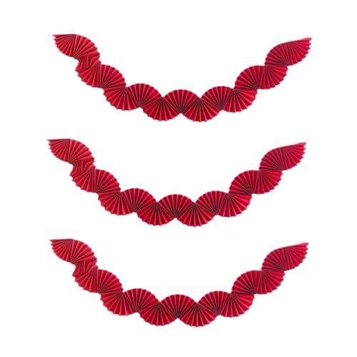 perfk 3X Papierfächer-Girlande, Deckendekoration zum Aufhängen, dekoratives Banner, Foto-Requisiten, Hintergrund für Hochzeit, Abschlussfeier, Karneval, Rot perfk 3X Papierfächer-Girlande, Deckendekoration zum Aufhängen, dekoratives Banner, Foto-Requisiten, Hintergrund für Hochzeit, Abschlussfeier, Karneval, Rot von perfk