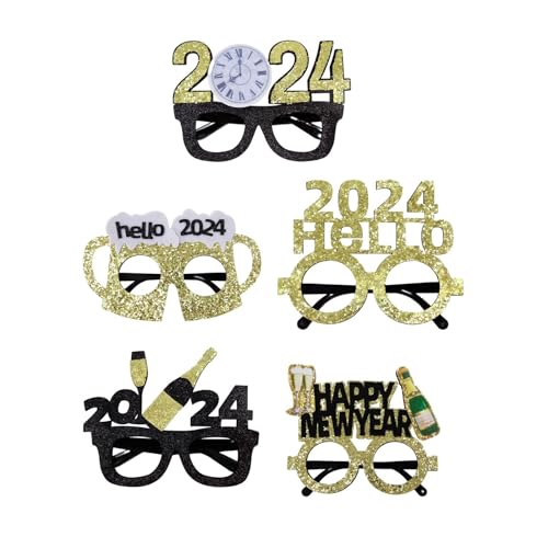 perfk 5 x 2024 Silvester-Brillen, Party-Dressing-Brillen, Dekoration, Fotoautomaten-Requisiten, lustige Brillen für den Abschluss von perfk