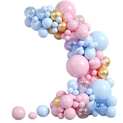 perfk Ballon-Girlanden-Bogen-Set, Party-Dekoration, Hintergrund-Ballonketten-Set für Jubiläum, Babyparty, Festival, Erwachsene, Rosa und Blau von perfk