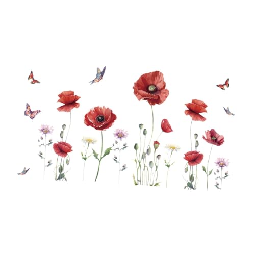 perfk Blumen Schmetterling Wandaufkleber Aufkleber PVC Tapete wasserdichte Kunstwand Wandbilddekor für Kinderzimmer Schlafzimmer Badezimmer Badezimmer von perfk