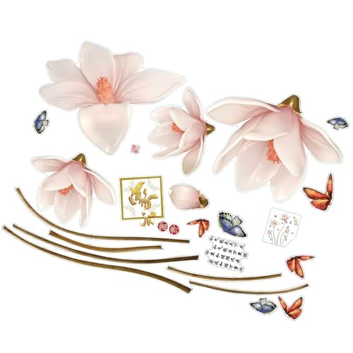 perfk Blumen-Wandaufkleber, floraler Wandaufkleber, abnehmbare dekorative Wandbilder, selbstklebend, für Kinder, Kinderzimmer, Klassenzimmer, Büro, von perfk
