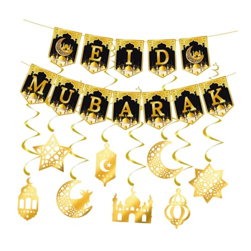 perfk Eid Mubarak Banner Hanging Wirbel Requisiten Ramadan Dekorationen Garland für Atmosphäre Urlaubs Party Dekor Kamin von perfk