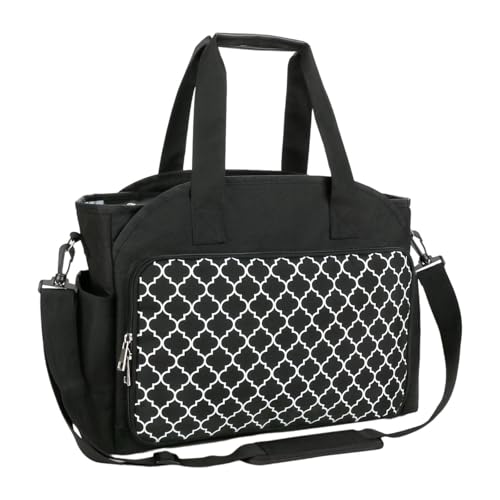 perfk Garn-Organizer-Tasche, Strick-Tragetasche, mehrere Taschen, große tragbare Reisetasche mit verstellbarem Schultergurt zum Nähen, Schwarz perfk Garn-Organizer-Tasche, Strick-Tragetasche, mehrere Taschen, große tragbare Reisetasche mit verstellbarem Schultergurt zum Nähen, Schwarz von perfk