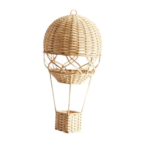 perfk Gewebter Heißluftballon aus Rattan, Heißluftballon, beige, gewebter Rattan-Anhänger, gewebtes Rattan-Handwerk für Wohnungspartys, Kinderzimmer von perfk