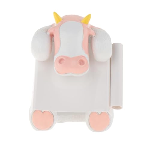 perfk Haftnotizhalter in Kuhform, Tierfigur, Dekoration mit Stifthalter, Tischdekoration, Haftnotizspender für Büro, Zuhause, Rosa von perfk