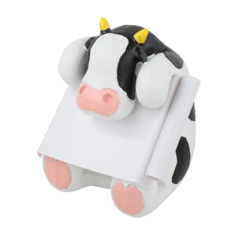 perfk Haftnotizhalter in Kuhform, Tierfigur, Dekoration mit Stifthalter, Tischdekoration, Haftnotizspender für Büro, Zuhause, Schwarz von perfk