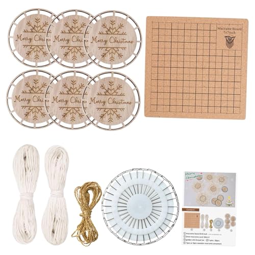 perfk Holzscheiben DIY Crafts Kit mit Seilholzscheiben für Weihnachten Ornamente Urlaub Dekor DIY Makrame Wanddekoration, Set A perfk Holzscheiben DIY Crafts Kit mit Seilholzscheiben für Weihnachten Ornamente Urlaub Dekor DIY Makrame Wanddekoration, Set A von perfk