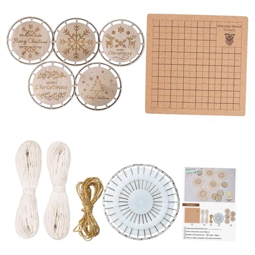 perfk Holzscheiben DIY Crafts Kit mit Seilholzscheiben für Weihnachten Ornamente Urlaub Dekor DIY Makrame Wanddekoration, Set F perfk Holzscheiben DIY Crafts Kit mit Seilholzscheiben für Weihnachten Ornamente Urlaub Dekor DIY Makrame Wanddekoration, Set F von perfk