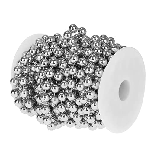 perfk Kunststoff Perlengirlande Perlengirlande Dekorative Kordel Perlenkette, Silber, 10m 10mm von perfk