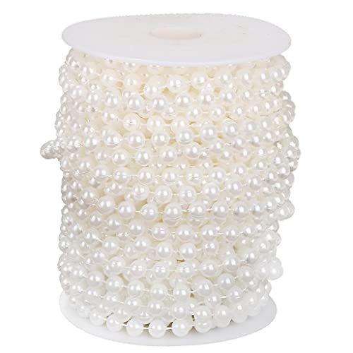 perfk Kunststoff Perlengirlande Perlengirlande Dekorative Kordel Perlenkette, Weiß, 20m 8mm von perfk