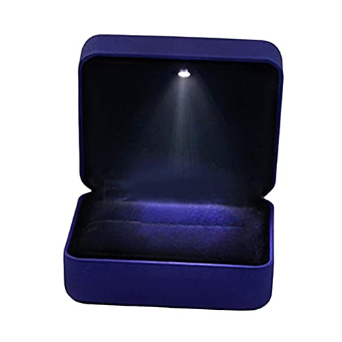 perfk LED-, Ringhalter mit LED-beleuchteter Schmuckschatulle, tragbare Schmuckschatulle, Ringschatulle für Vorschlag, Hochzeit, Verlobung, Blau von perfk