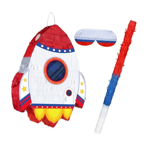 perfk Partyzubehör mit Weltraumthema, Piñata-Bündel, Organizer, Partydekor mit Augenbinde und Stab für Feiern, Karneval perfk Partyzubehör mit Weltraumthema, Piñata-Bündel, Organizer, Partydekor mit Augenbinde und Stab für Feiern, Karneval von perfk
