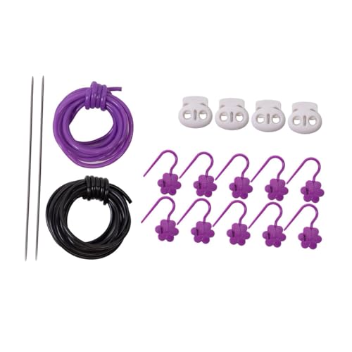 perfk Strickstiches Keeper Stitch Halterstich Halten Kordel Schmuck, Strickkabelschlösser Friseurstich Stopper Macht, Violettes Schwarzes Kabel von perfk