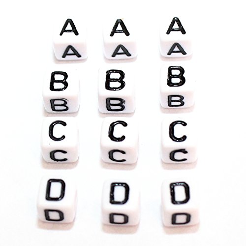 Buchstaben Würfel Acryl weiß 6x6mm Großloch (17000) 6x26=156Stk. von perlenundmehr