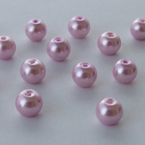 Glasperle Kugel glatt rosa glänzend (15053) 8mm 30Stk. von perlenundmehr