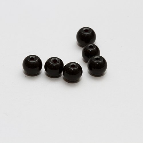 Glasperle Kugel glatt schwarz (15008) 6mm 30Stk. von perlenundmehr