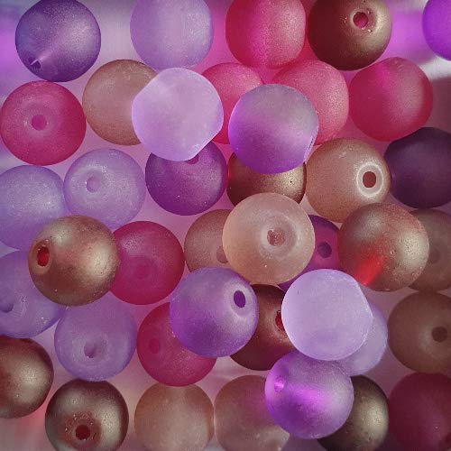 Glasperle Kugel matt gefrostet(15359) mix Violett Töne 8mm 40Stk. 5 Farben von perlenundmehr