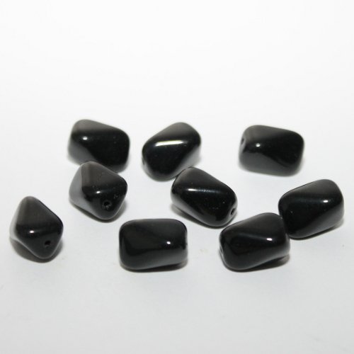 Glasperle Nugget glatt schwarz (15088) 14x10mm 20Stk. von perlenundmehr