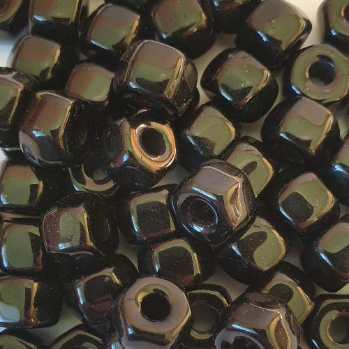 Glasperle sechskant glatt schwarz 9x7mm(151481) 50Stk. von perlenundmehr