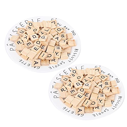 Holzfliesen Puzzle Blöcke Handwerk 26 Englische Alphabet Bildungswerkzeuge Kunsthandwerk für Kinder im Vorschulalter 100pcs (Caps Mixed) von petjoyful