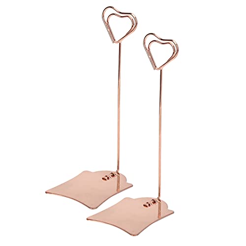 Tischnummernhalter Langlebige Frist Kartenclips für Hochzeitsfeier Büro Herzförmige robuste Basisfotos Notizen Papiere Business Office Manual Messung (Roségold) von petjoyful