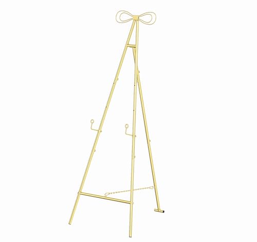 petour Goldener Staffelei-Ständer für Schilder mit Schleife, hoch verstellbare Staffelei aus Metall für Display mit Kettenstütze, Präsentationsständer für Schilder, Hochzeit, Bilderrahmen, Spiegel petour Goldener Staffelei-Ständer für Schilder mit Schleife, hoch verstellbare Staffelei aus Metall für Display mit Kettenstütze, Präsentationsständer für Schilder, Hochzeit, Bilderrahmen, Spiegel von petour